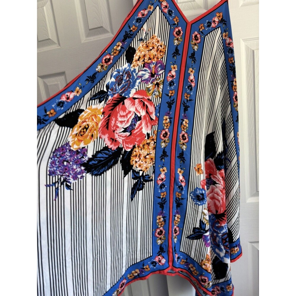 Flying Tomato Handkerchief Hem Slip Dress White Red and Blue Floral Boho Size M - Picture 3 of 10